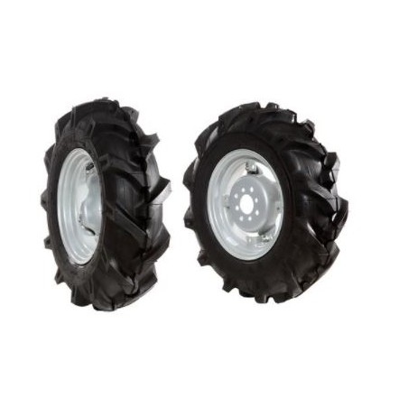 Pair of 5.00-10 tyred wheels with adjustable disc for walking tractor NIBBI KAM 4 | NewgardenAgri.com