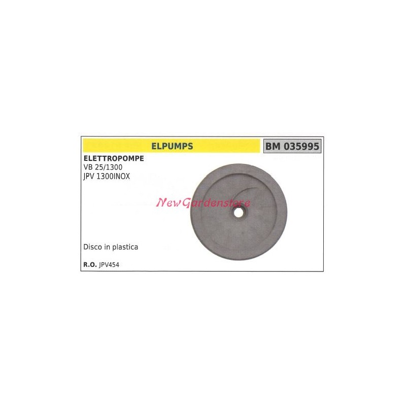 Disque en plastique ELPUMPS électropompe VB 25/1300 JPV 1300INOX 035955