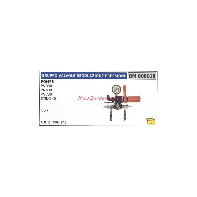 Conjunto de válvula limitadora de presión UNIVERSAL para bomba Bertolini PA 330 008018