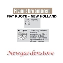 Mécanisme d'embrayage pour tracteur série TN 75 90 4 cylindres FIAT NEW HOLLAND 15796 | NewgardenAgri.com