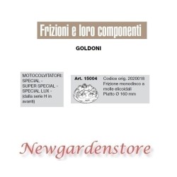 Single disc clutch motor cultivator GOLDONI SUPER SPECIAL LUX 160 mm 15004 | NewgardenAgri.com