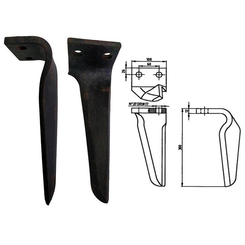 Zahn für Kreiselegge Dominator links flach 100 x 12