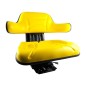 Sedile trattore giallo con molleggio verticale a base regolabile tipo John Deere