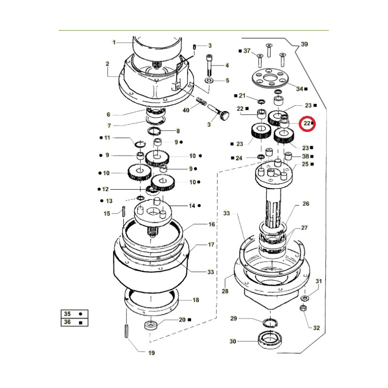ORIGINAL ACTIVE douille à aiguilles pour tarière modèles t143 - t152 022715