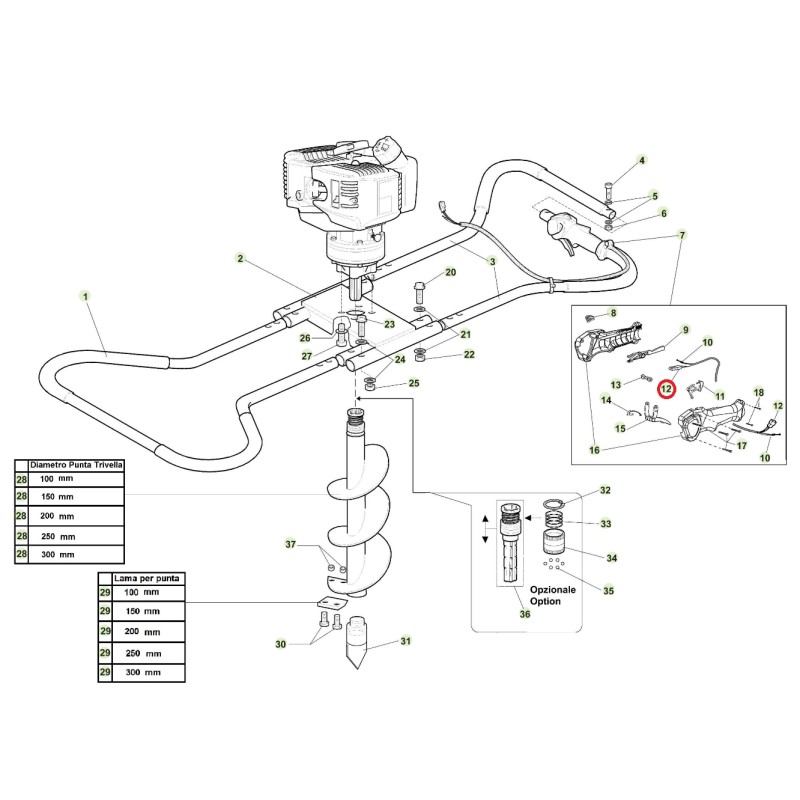 Câblage de la tarière ORIGINAL ACTIVE modèles t152 - tdu 155 021626