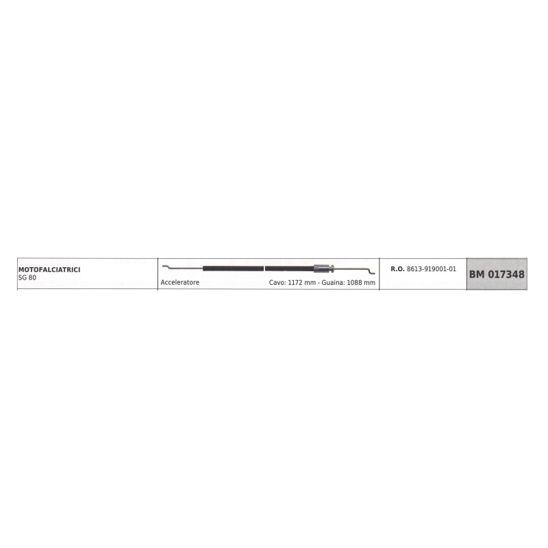 SANDRIGARDEN Motormäher SG80 Gaspedalkabel 1172mm Kabelhülle 1088mm