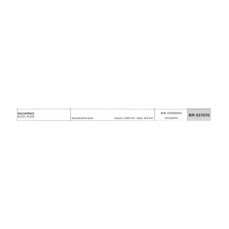 Cable de accionamiento de las cuchillas REQUES ET LECOEUR RL115 segadora vaina 1400mm Ø 8mm
