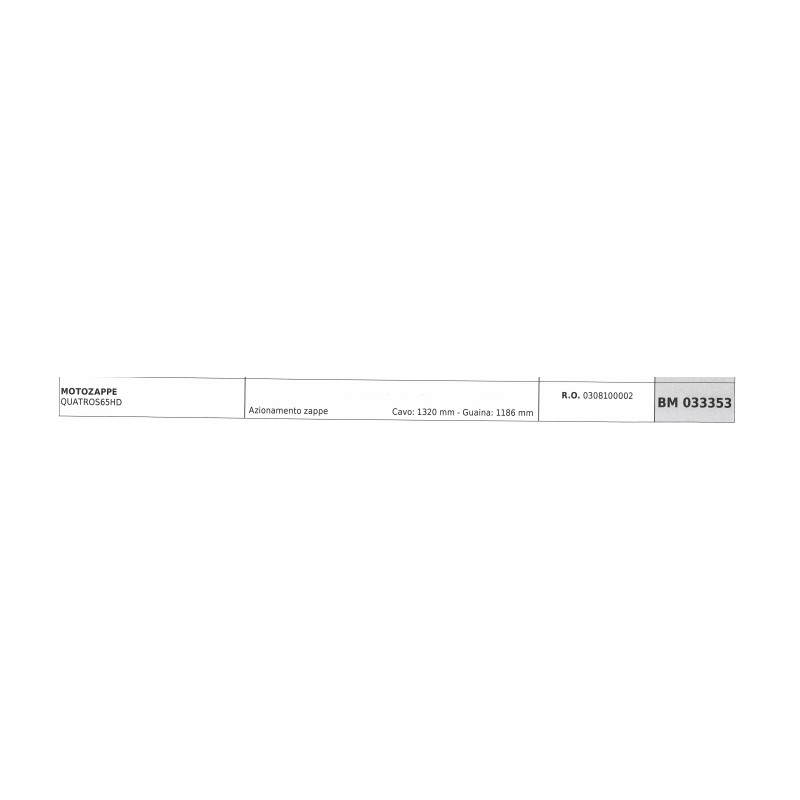Câble d'entraînement de la bêche PUBERT motor hoe QUATROS65HD câble 1320 mm gaine 1186 mm