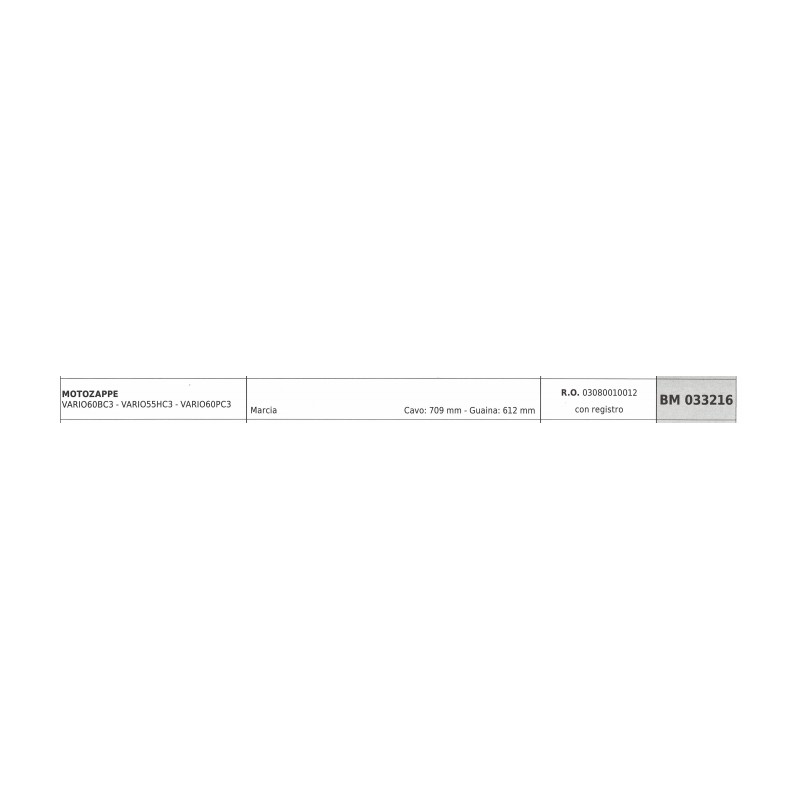 Motobineuse PUBERT VARIO60BC3 VARIO55HC3 câble 709mm gaine 612mm