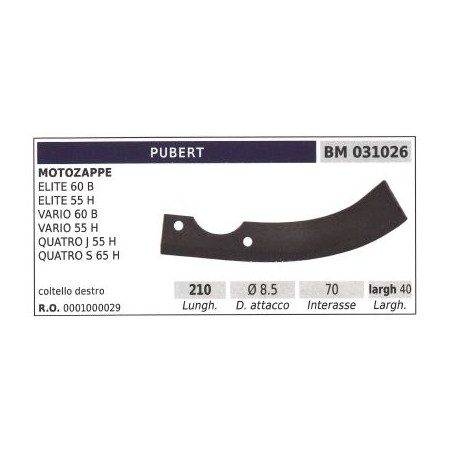 Cutter blade, right-hand for ELITE 60B motor cultivator PUBERT | NewgardenAgri.com
