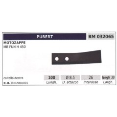 Cutter blade, right-hand for rotary cultivator MB FUN H 450 PUBERT | NewgardenAgri.com