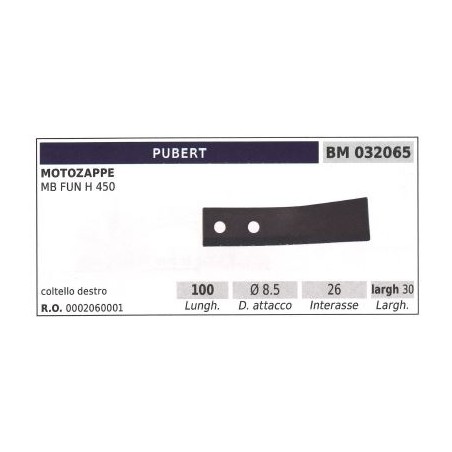 Cutter blade, right-hand for rotary cultivator MB FUN H 450 PUBERT | NewgardenAgri.com