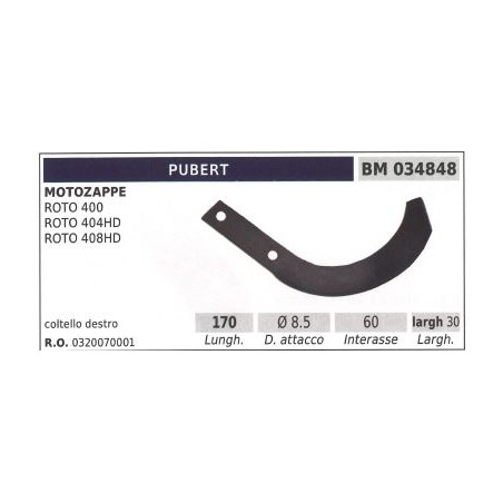 Cutter blade, right-hand for rotary cultivator ROTO 400 PUBERT | NewgardenAgri.com