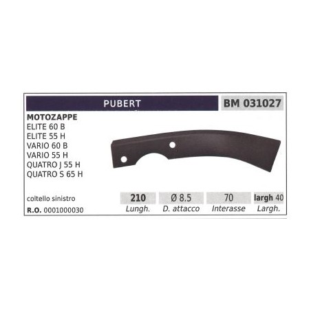 Cuchilla de corte, izquierda, para motocultor ELITE 60B PUBERT | NewgardenAgri.com