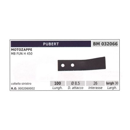 Cuchilla de corte, izquierda para motocultor MB FUN H 450 PUBERT | NewgardenAgri.com