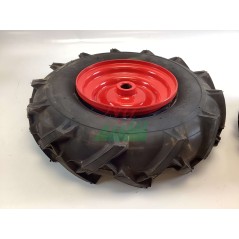 Pair of claw wheels with red metal rim motor cultivator tiller | NewgardenAgri.com