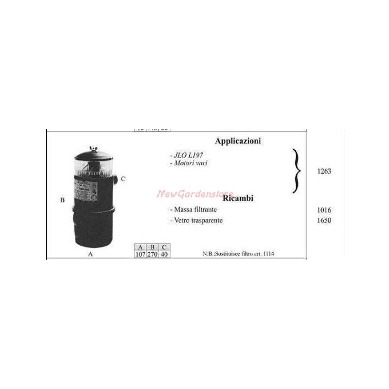 JLO oil filter for walking tractor L197 various engines 1263