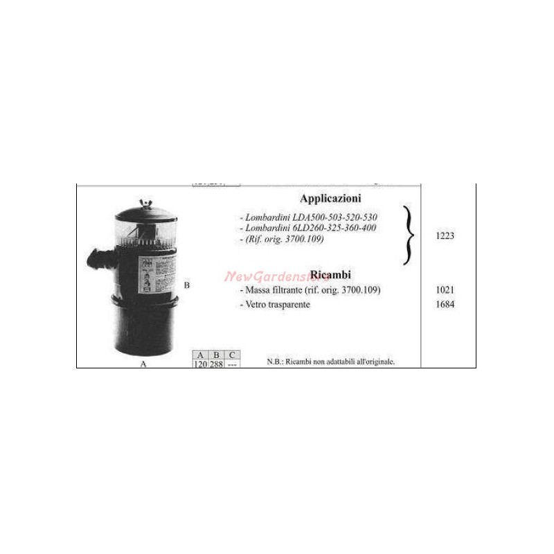 LOMBARDINI oil filter for LDA500 503 520 1223 walking tractor