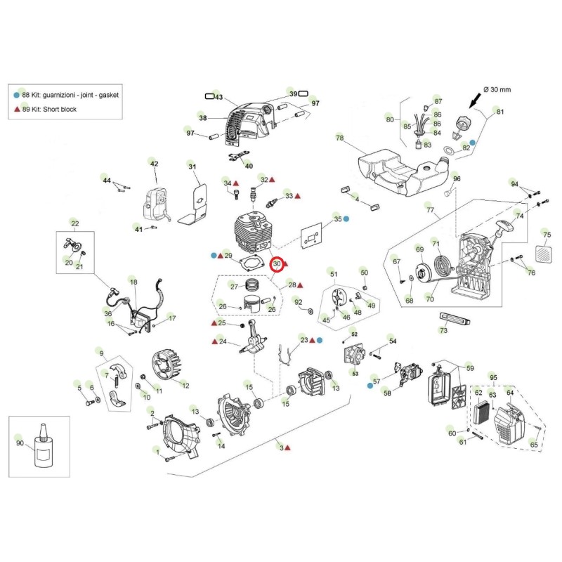 Satz: Zylinderkolbensegmente 65 cc ORIGINAL ACTIVE Erdbohrer t-165 023516