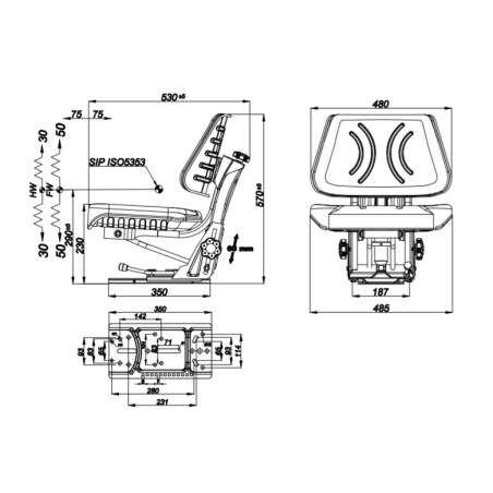 Standard schwarzer pvc Sitz für landwirtschaftlichen Traktor