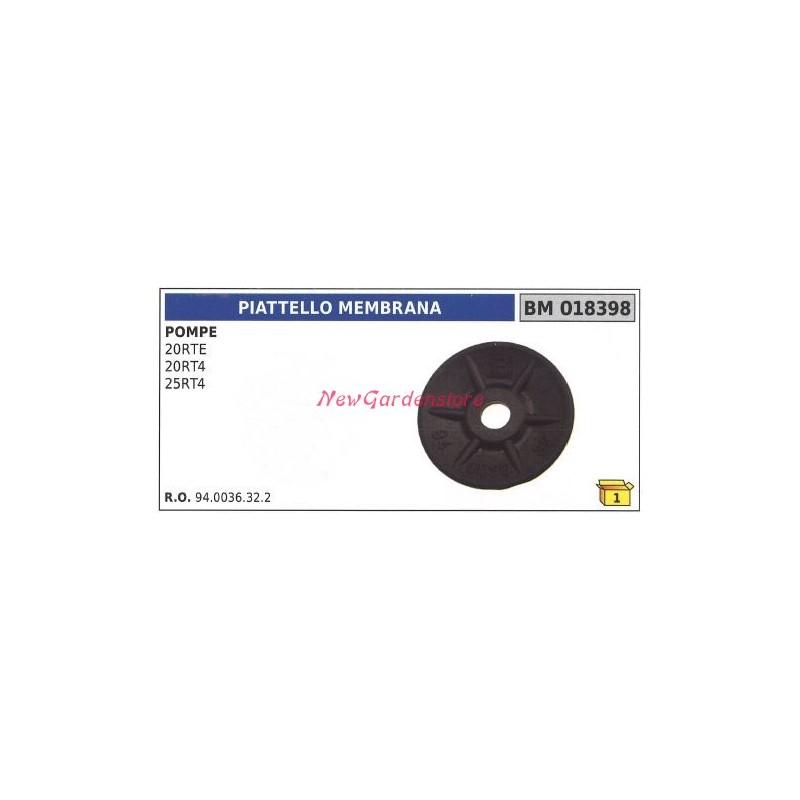 Plaque de membrane UNIVERSAL pompe Bertolini 20RTE 20RT4 25RT4 018398