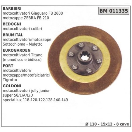 Disque d'embrayage pour BARBIERI BEDOGNI BRUMITAL EUROGARDEN 011335 | NewgardenAgri.com