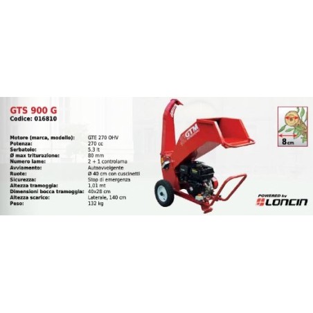 GTM GTS900G professional tracked mulcher 8 cm cutting diameter with LONCIN engine | NewgardenAgri.com