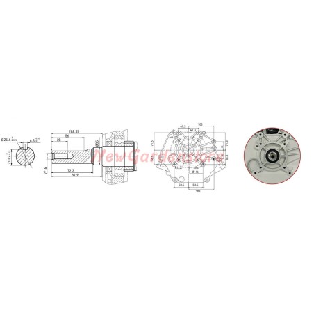 Complete motor cultivator engine ZANETTI BENZINA ZBM270L3V cylindrical 25.4 mm tear-off