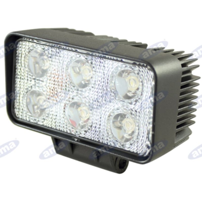Phare de travail 110x60mm 6 LED 10-30V 18W 1080LM câblé 40-60cm machine agricole