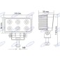 Phare de travail 110x60mm 6 LED 10-30V 18W 1080LM câblé 40-60cm machine agricole