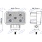 Projecteur de travail 145x122mm 5 LEDs 10-30V 50W 4500LM câblage 40-60cm machine agricole