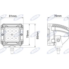 Projecteur de travail 85x81mm LED 10-30V 18W 1620LM sortie de câble 50cm machine agricole | NewgardenAgri.com