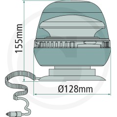 Led rotating beacon 12 / 24 V magnet mounting on agricultural machine | NewgardenAgri.com