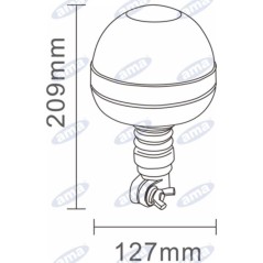 Faro giratorio LED 12-24V base flexible 209x127mm varilla fijación tractor agrícola | NewgardenAgri.com