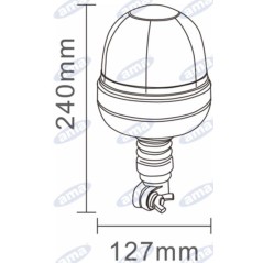 Girofaro LED 12-24V base flessibile imbuto 240x127mm trattore macchina agricola | NewgardenAgri.com