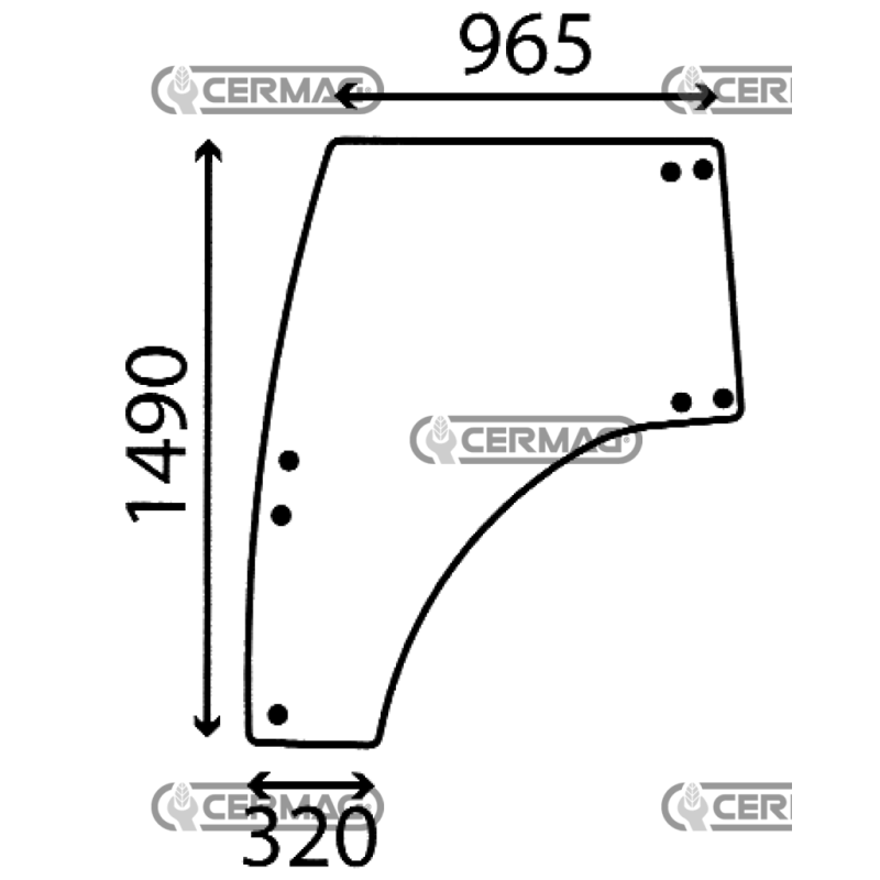 VITRE DE PORTE GAUCHE SÉRIE LANDINI POWERFARM / POWERFARM NOUVEAU COMPATIBLE - LA3674696M1