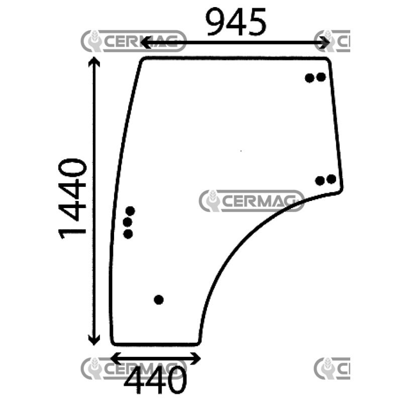 VETRO PORTIERA SX LANDINI SERIE REX NEW COMPATIBILE - LA3679563M1