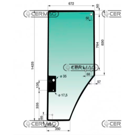 Brüniertes linkes Türglas KOMPATIBEL – R131163C | NewgardenAgri.com