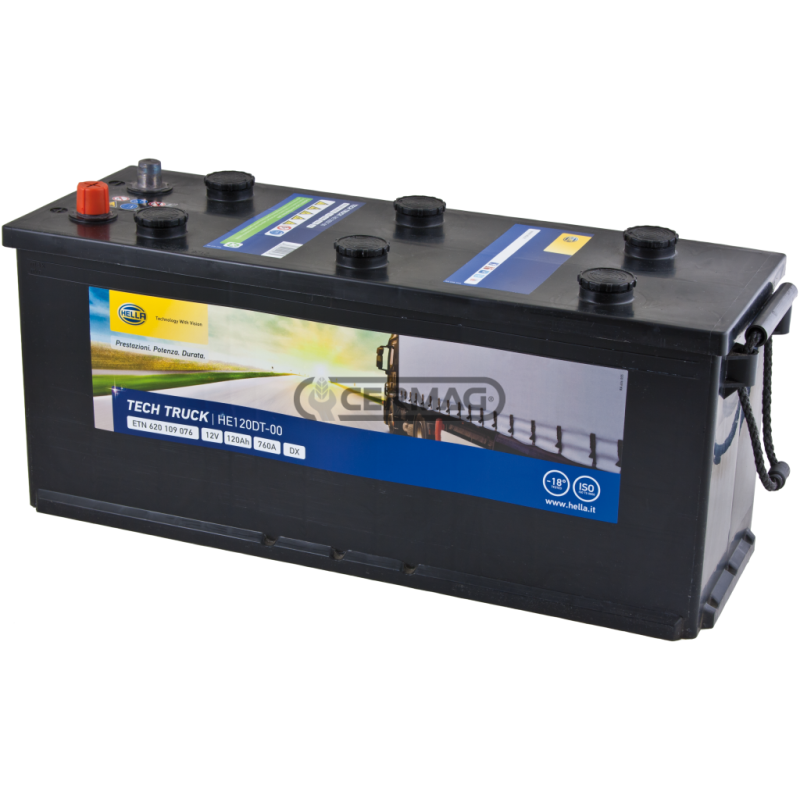 Batteria standard 12V - HELLA Capacità 120 Ah Polo positivo Destra COMPATIBILE - 35327