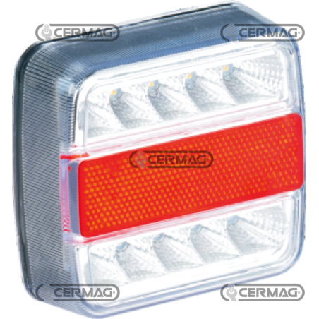 Square LED rear light - 5 functions Voltage 12 V COMPATIBLE - 95123 | NewgardenAgri.com