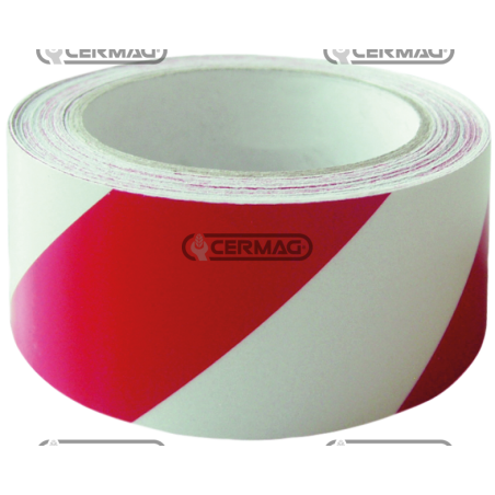 Linkes retroreflektierendes Klebewarnband Farbe Rot-Weiß Rolle 11,5 m KOMPATIBEL - 36758 | NewgardenAgri.com