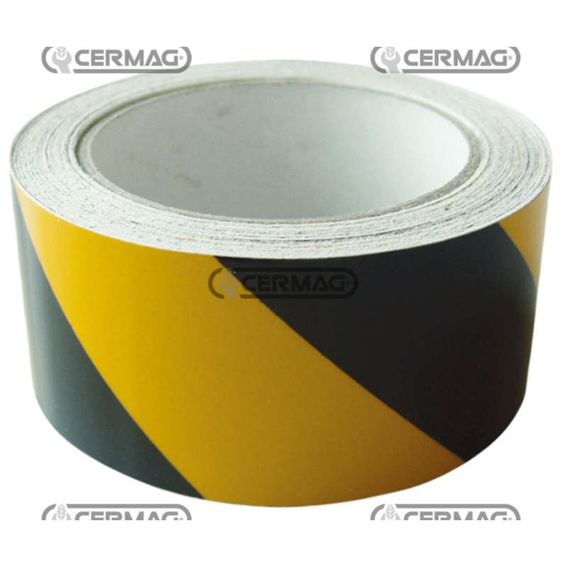 Right retro-reflective adhesive warning tape Color Yellow-black Roll 11.5 m COMPATIBLE - 36759