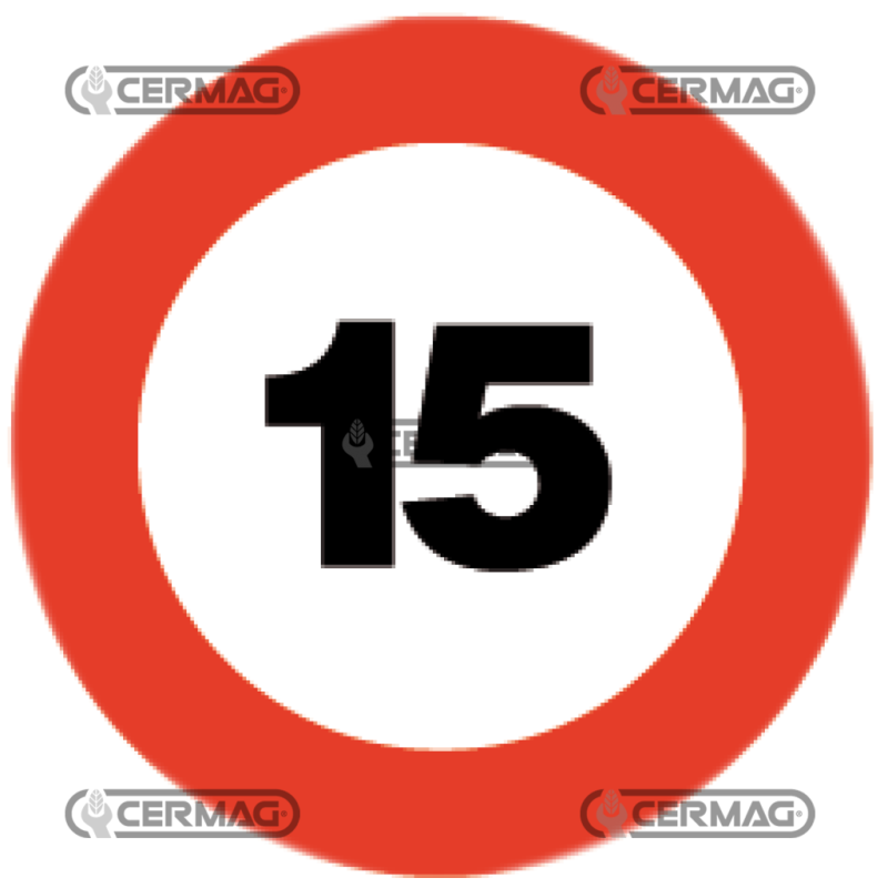Disco límite de velocidad retrorreflectante con respaldo adhesivo Velocidad 15 km COMPATIBLE - 35436