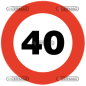Retro-reflective speed limit disc with aluminum support Speed ??40 km COMPATIBLE - 35441