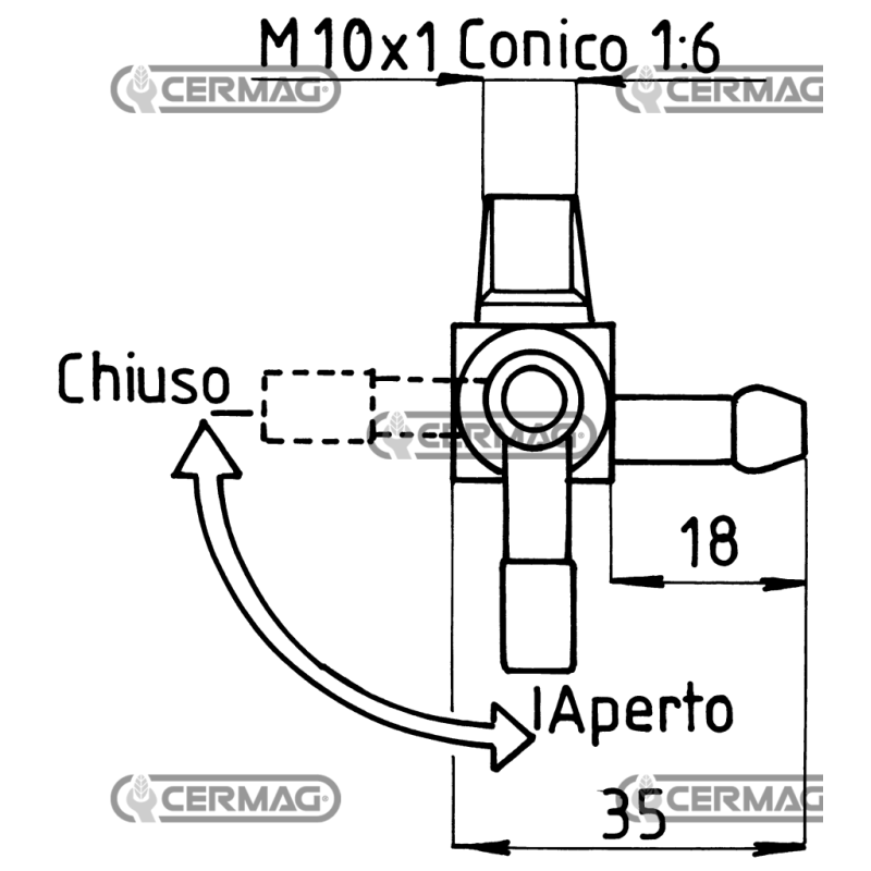 ROBINET COMPATIBLE POUR RÉSERVOIR D'ESSENCE ET D'HUILE - 12202