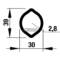 Außenrohr Zitronenprofil 0a - 30x39 mm Länge 3000 mm KOMPATIBEL - 30395 | NewgardenAgri.com