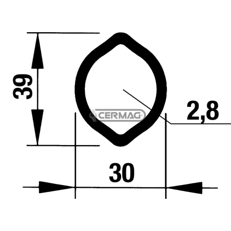 Außenrohr Zitronenprofil 0a - 30x39 mm Länge 3000 mm KOMPATIBEL - 30395 | NewgardenAgri.com