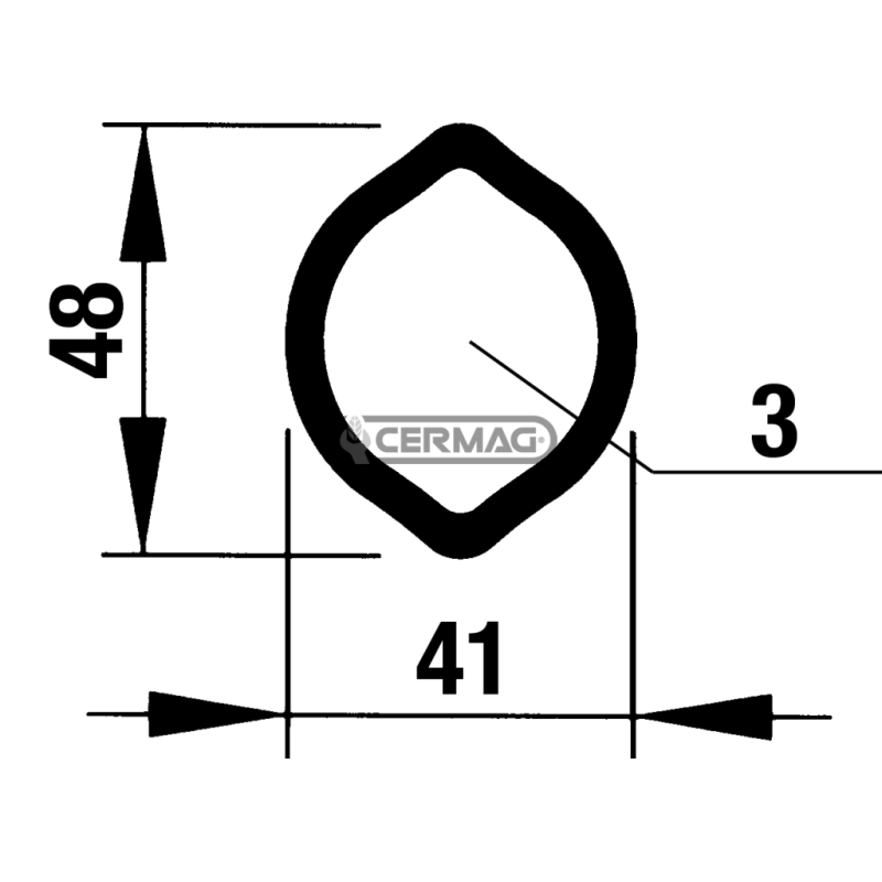 Außenrohr Limone Profil 1 - 41x48 mm Länge 3000 mm KOMPATIBEL - 30396