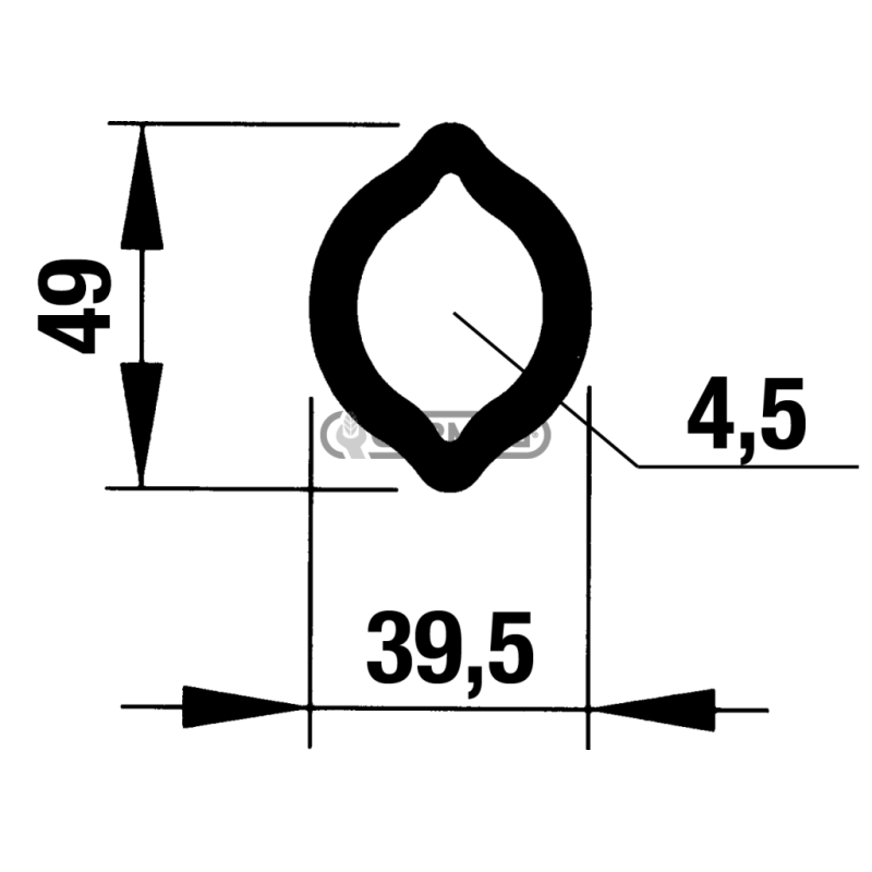 Internal tube Profile Limone 1b - 39.5x49 mm Length 3000 mm COMPATIBLE - 30393