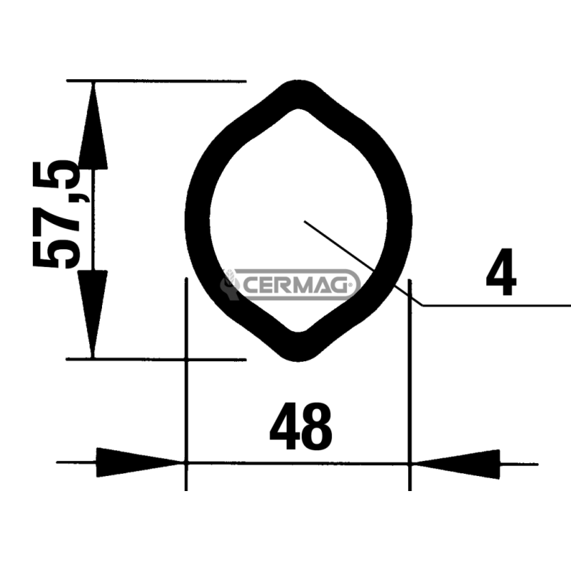 External tube Profile Limone 2a - 48x57.5 mm Length 3000 mm COMPATIBLE - 30397